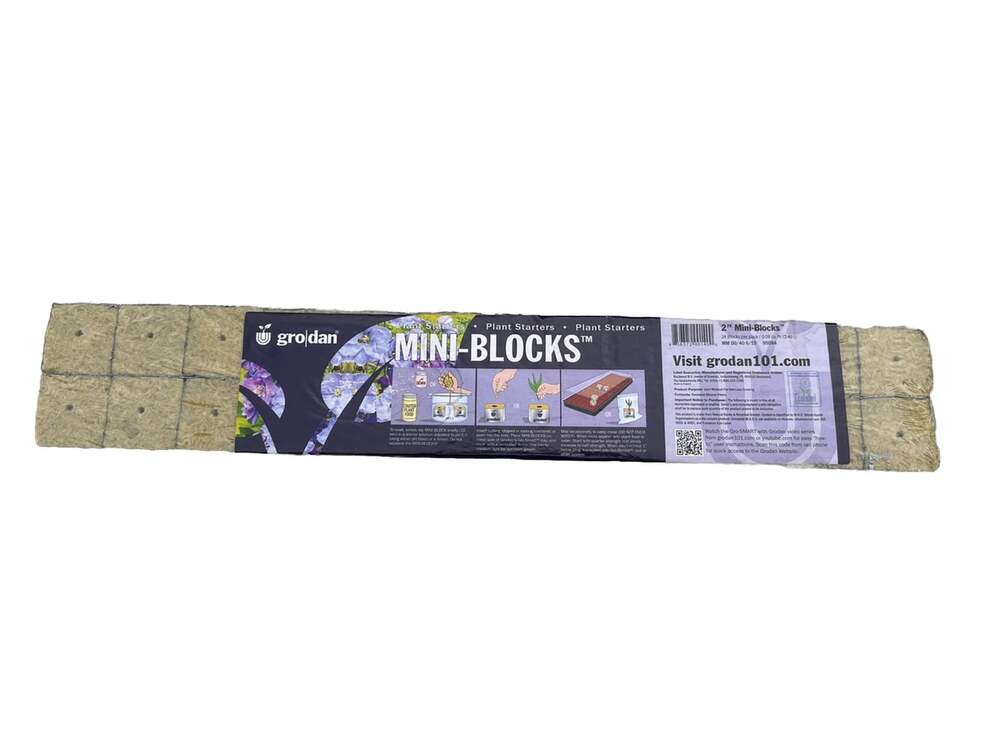 Grodan 2” Delta Mini Blocks Strip w/ Holes Rockwool Cube / 24 Block